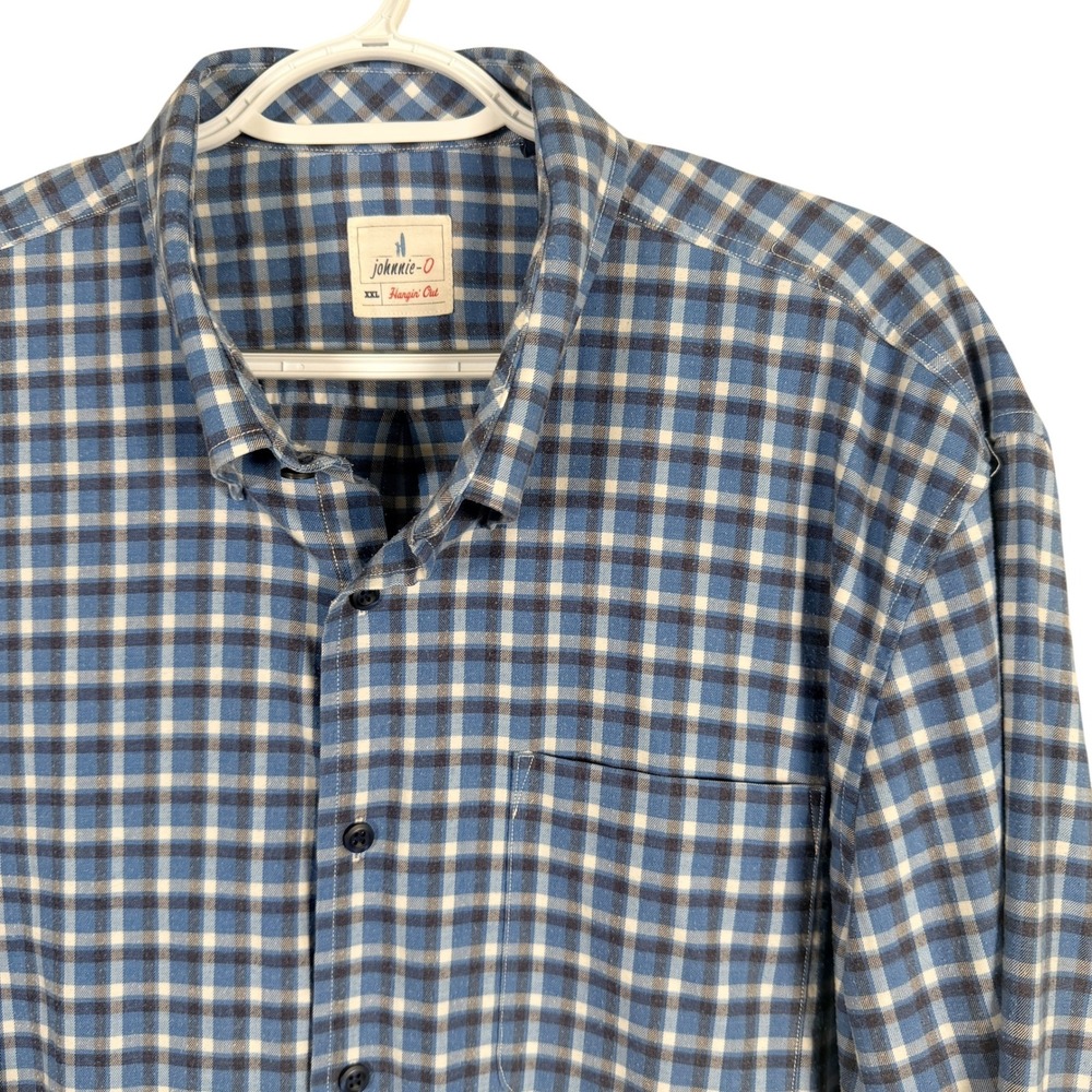 Johnnie-O Hangin Out Shirt Mens XXL Blue Plaid Lyocell Blend‎ Long Sleeve
